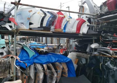 Some of the vehicle body parts at the Samith Lanka Enterprises yards in Samukawa, Japan